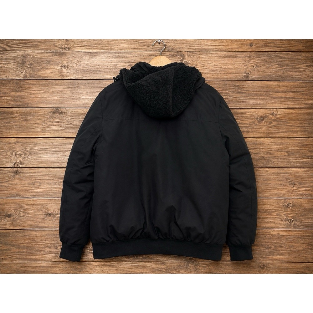 Calvin Klein Mens 2XL Black Hooded Insulated Utility Jacket Faux Shearling Coat - Picture 3 of 13
